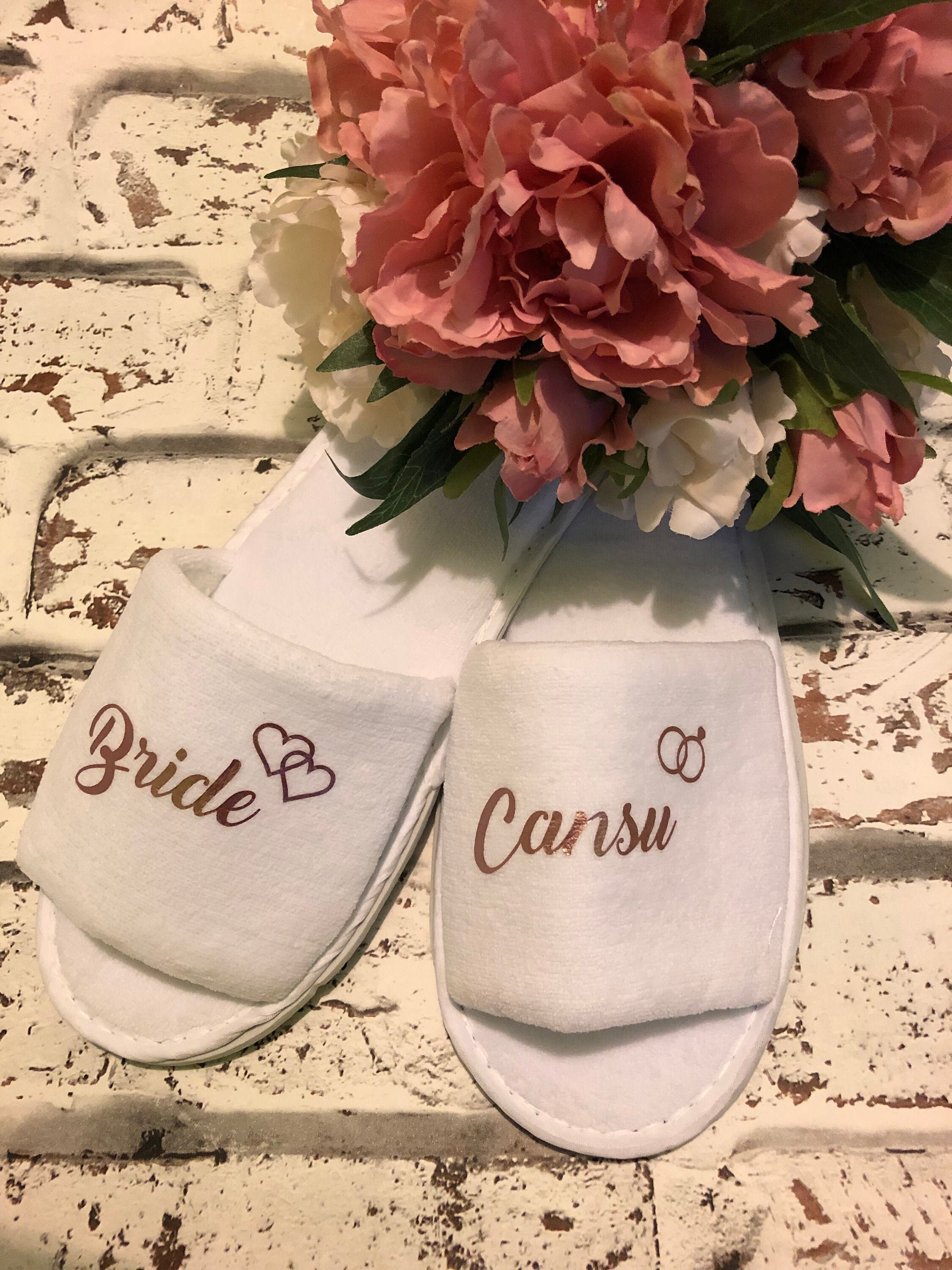 Bride slippers rose gold best sale