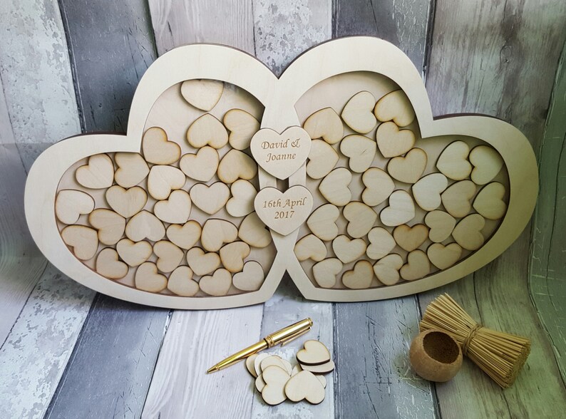 Wedding Drop Box Guest Book Double Heart Wedding Guest Book Etsy UK