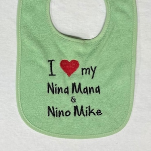 I love my Nina & Nino custom embroidered bib