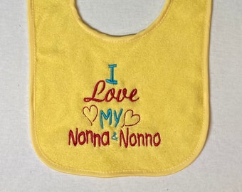 I love my Nonna & Nonno custom embroidered bib