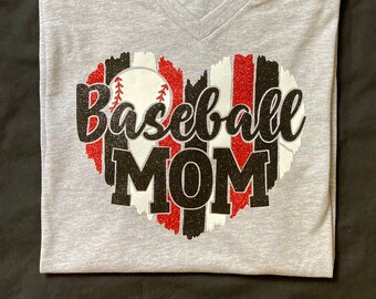 Baseball MOM camicia in vinile glitterato iron-on