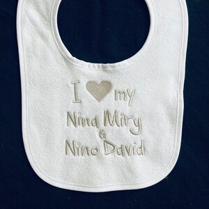 I love my Nina & Nino custom embroidered bib