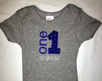 Custom appliqued 1st birthday bodysuit