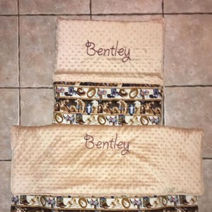Custom embroidered western nap mat cover and blanket