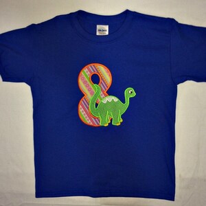 Custom appliqued dinosaur birthday shirt