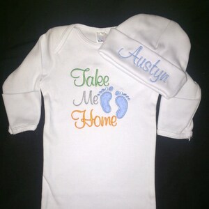 Going home infant gown with beanie