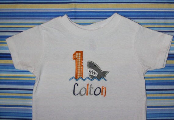 Custom Appliqued Shark Birthday Shirt - Etsy