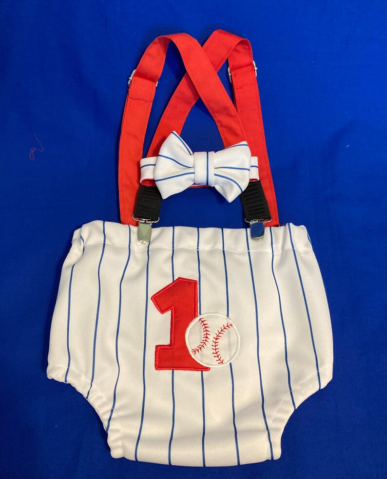 Baseball Diaper Cover Bow Tie Suspenders and Birthday Hat Etsy
