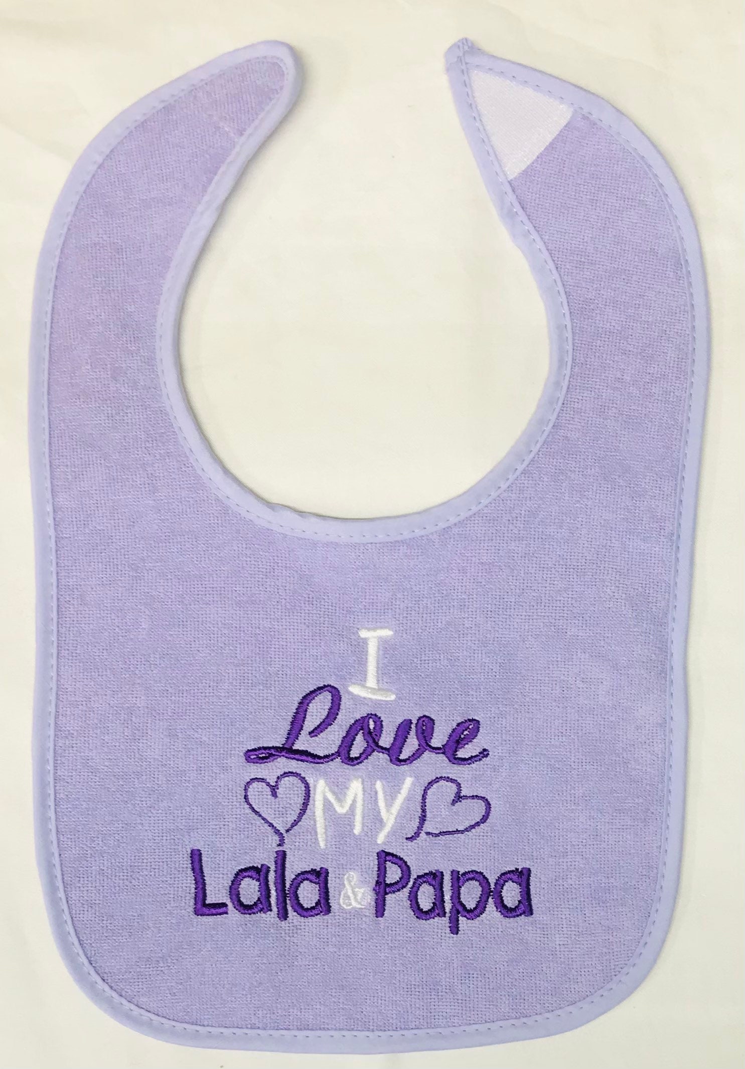 I love my Lala & Papa custom embroidered bib