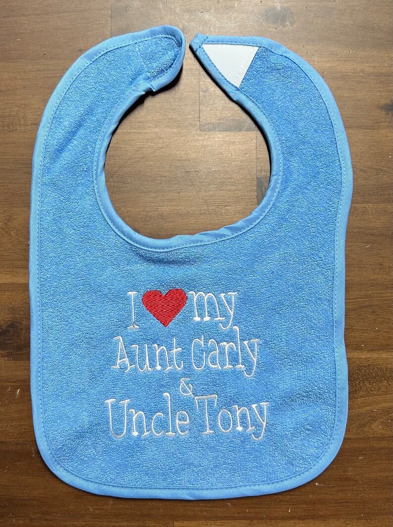 I Love My Aunt &amp; Uncle Custom Embroidered Bib - Etsy