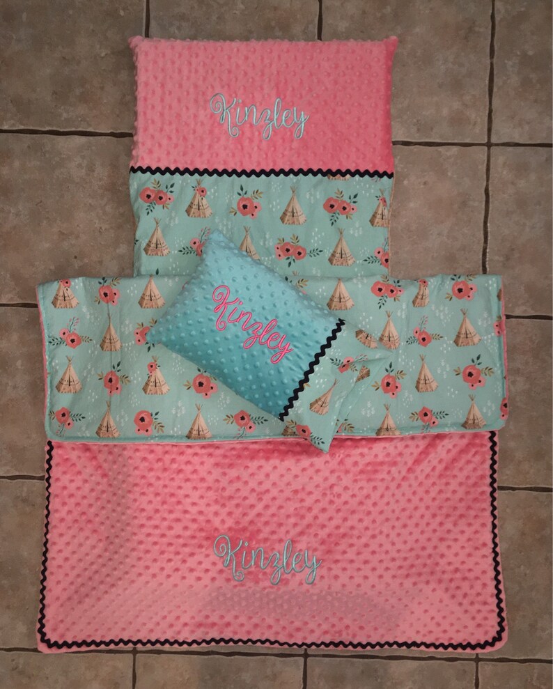 blanket pillow and pillow case Custom embroidered teepee nap mat cover
