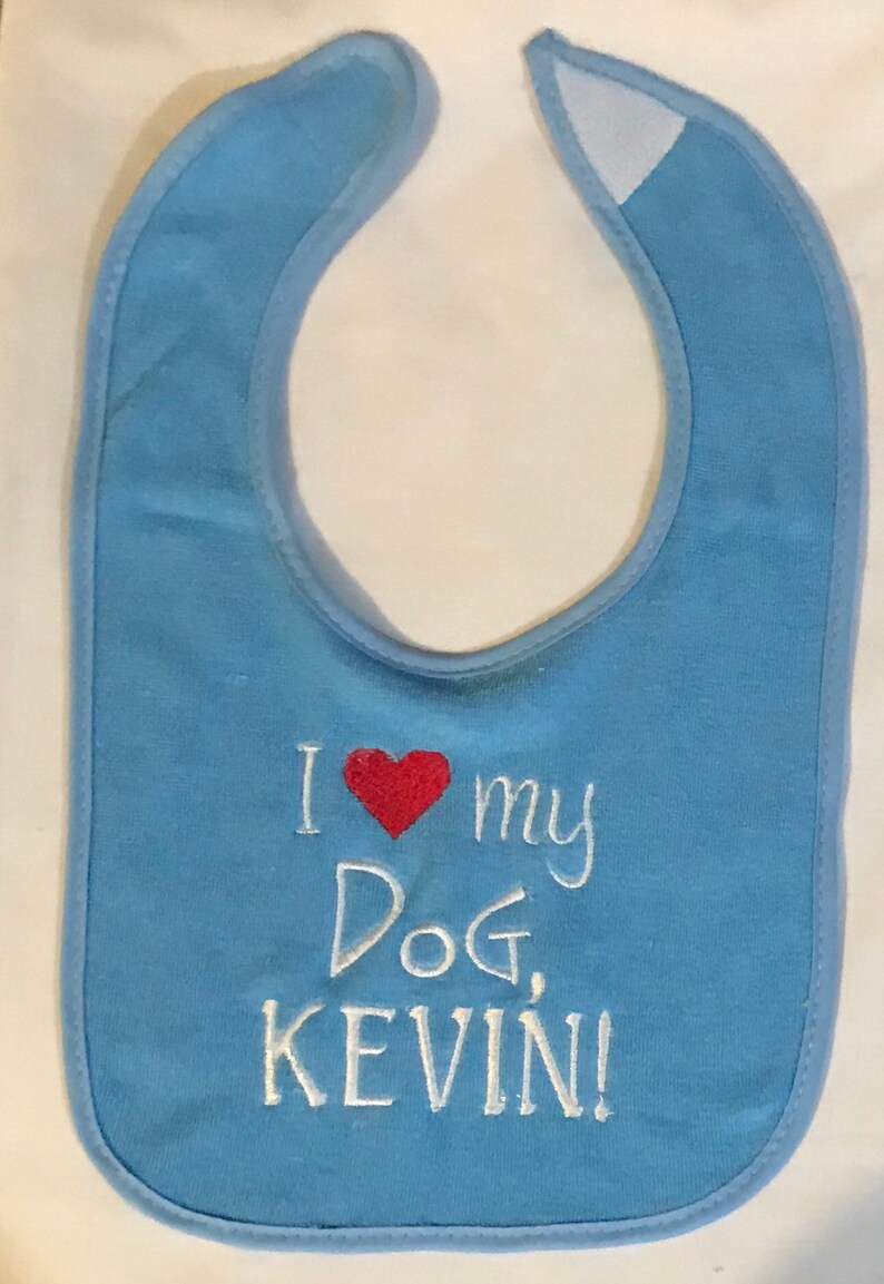I heart my dog custom embroidered bib