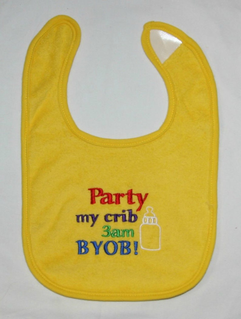 embroidered bib Party my crib 3am BYOB