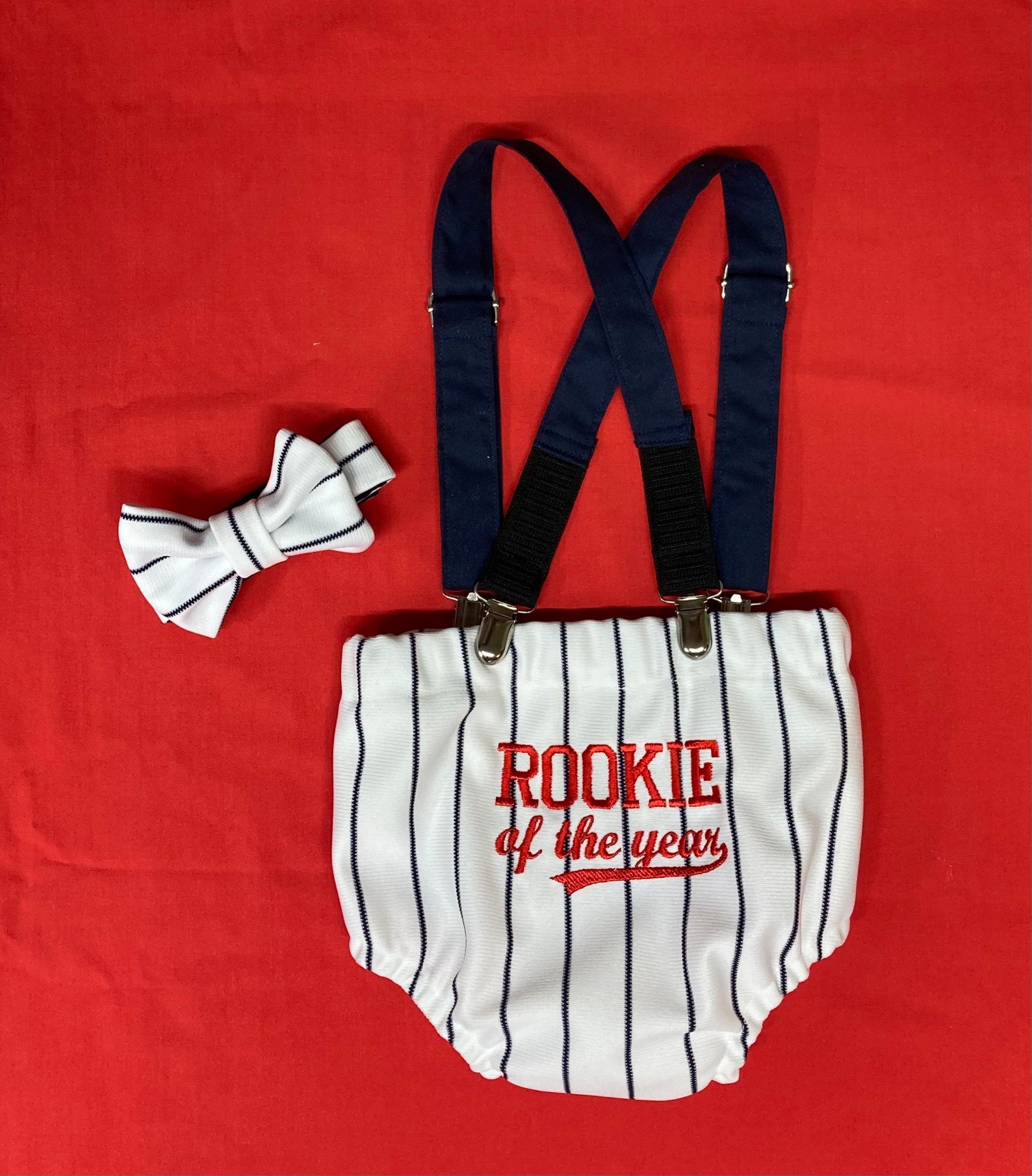Rookie of the Year Baseball Diaper Cover Suspenders and Bow Etsy