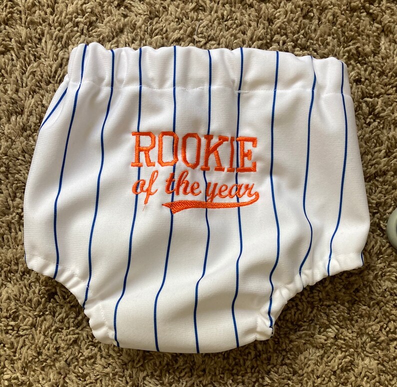 Rookie of the Year Pinstripe Baseball Diaper Cover Etsy
