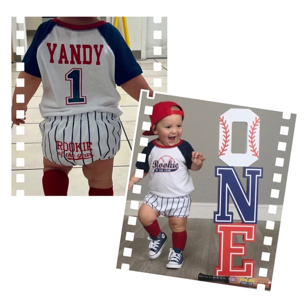 Rookie of the year diaper cover, creeper and baseball cap