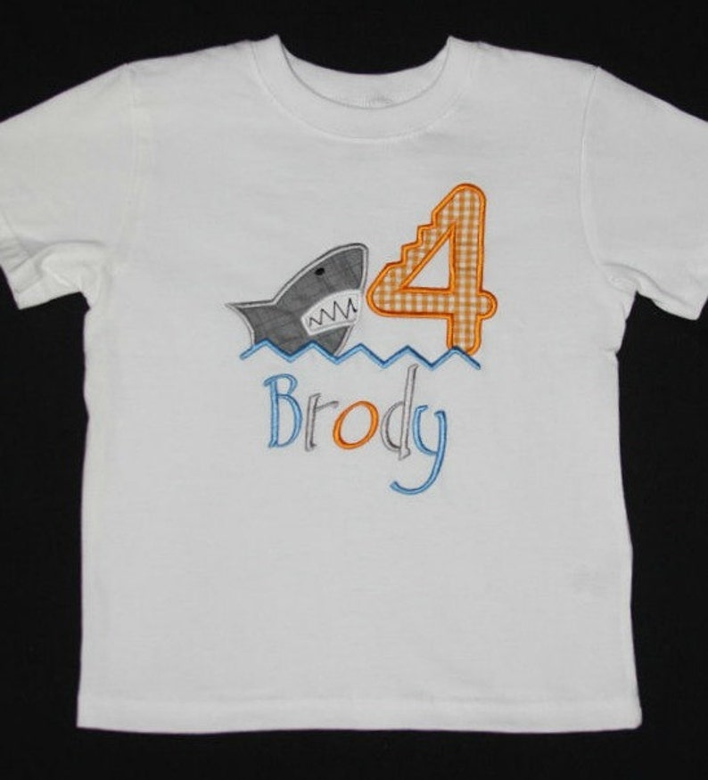Custom Appliqued Shark Birthday Shirt - Etsy