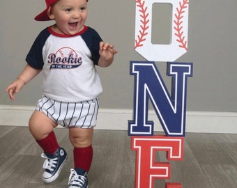 Rookie of the year diaper cover, creeper and baseball cap