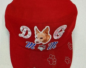 Dog Mom Rhinestone Castro Cap - Main Image