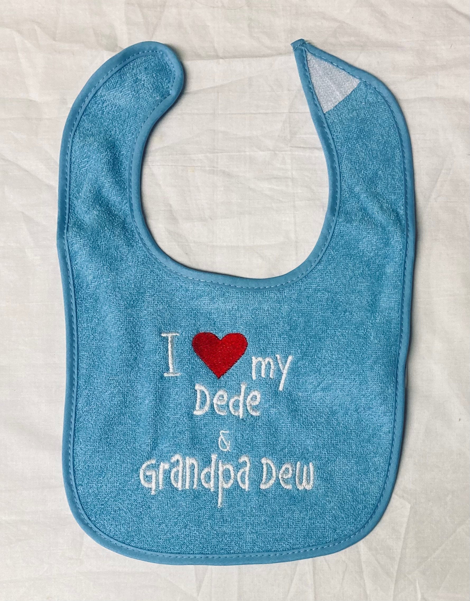 I Heart My Aunt Dede and Grandpa Dew Custom Embroidered Bib - Etsy UK