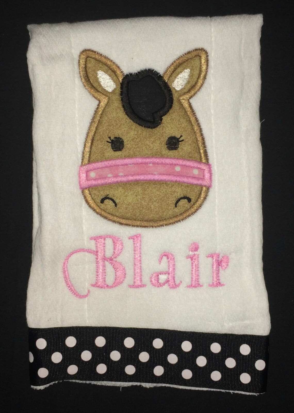 Custom Appliqued Horse Burp Cloths Etsy