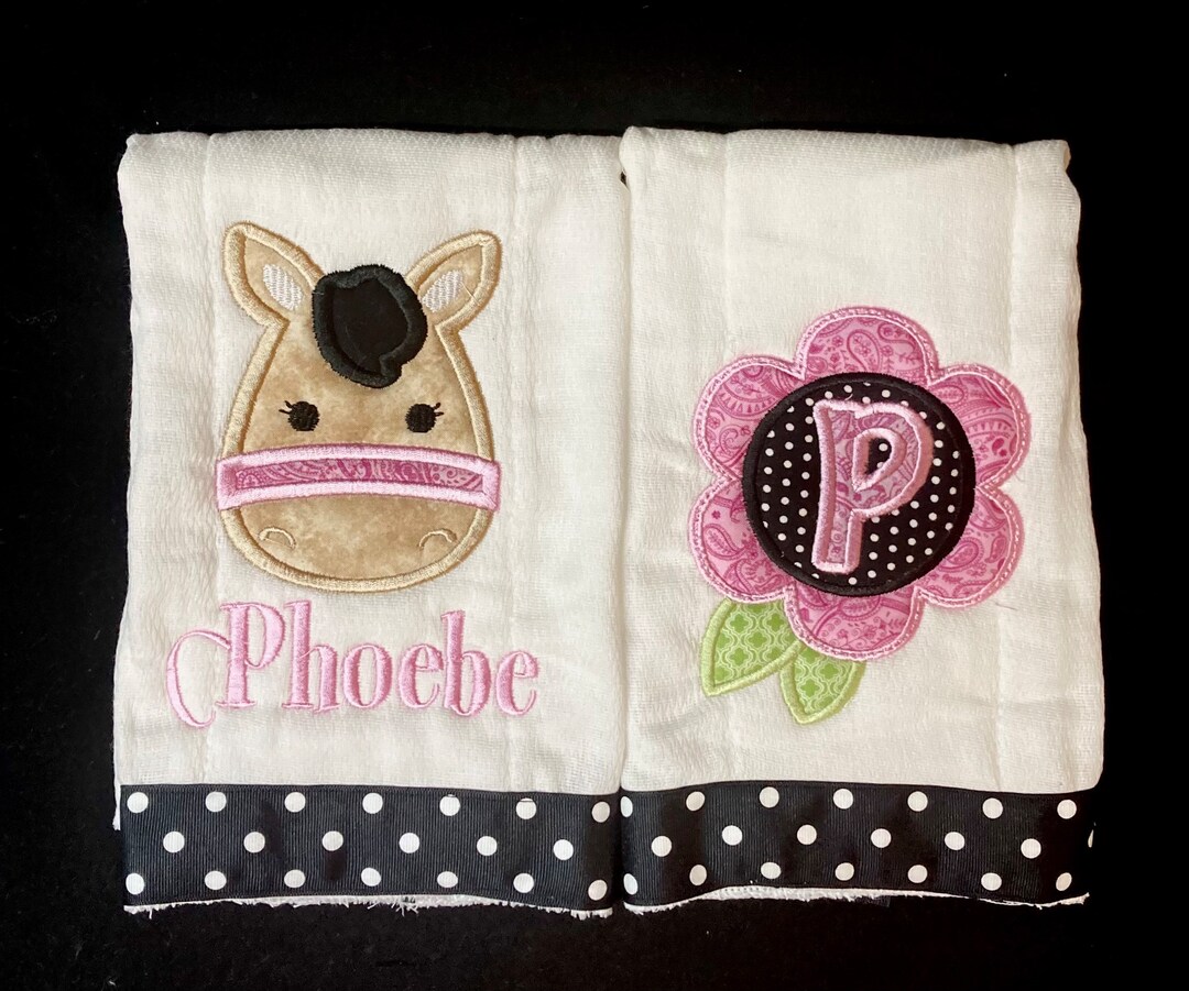Custom Appliqued Horse Burp Cloths Etsy