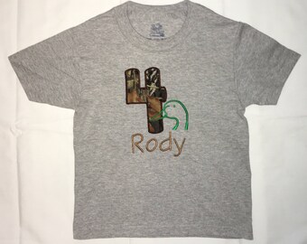 Custom appliqued duck hunting birthday shirt
