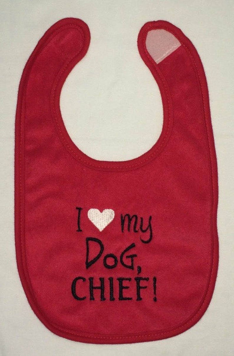 I heart my dog custom embroidered bib