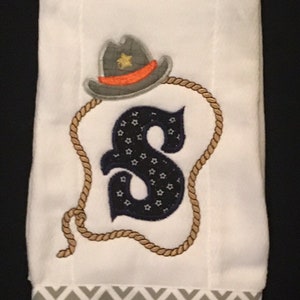 Custom appliqued  western burp cloth
