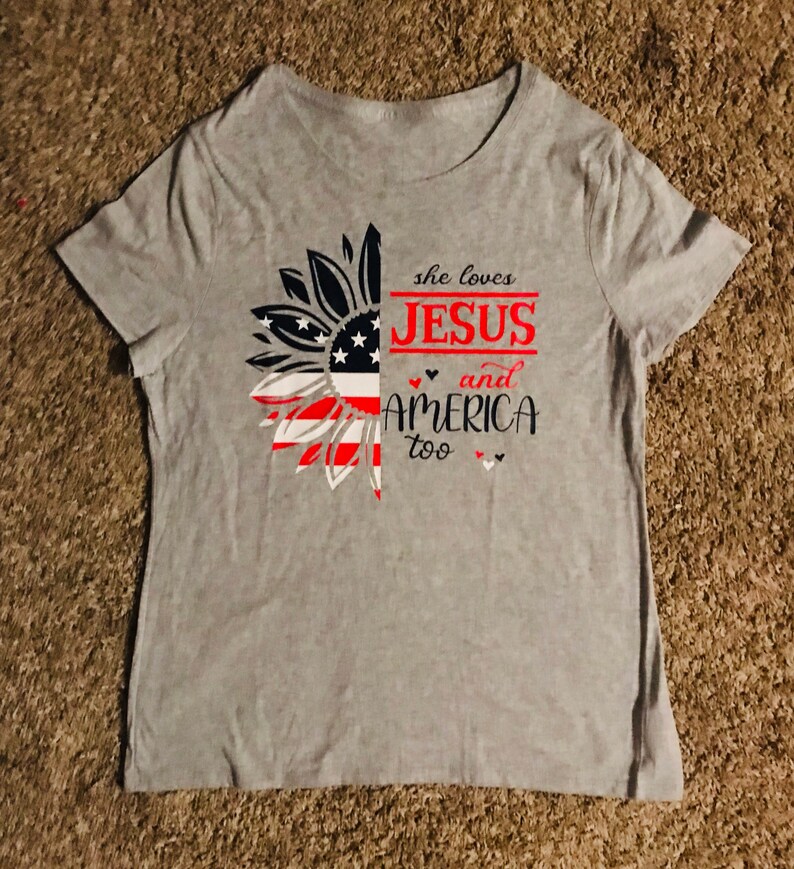 She Loves Jesus and America Too Patriotic Shirt | Etsy