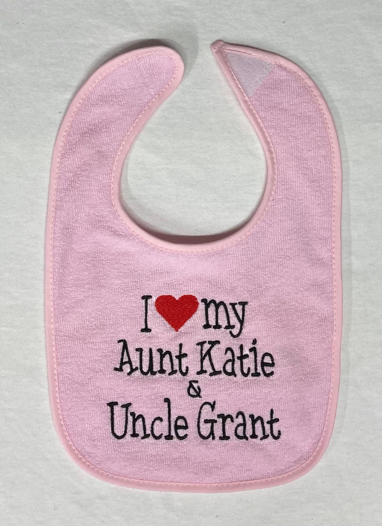 I Love My Aunt And Uncle Custom Embroidered Bib Etsy 
