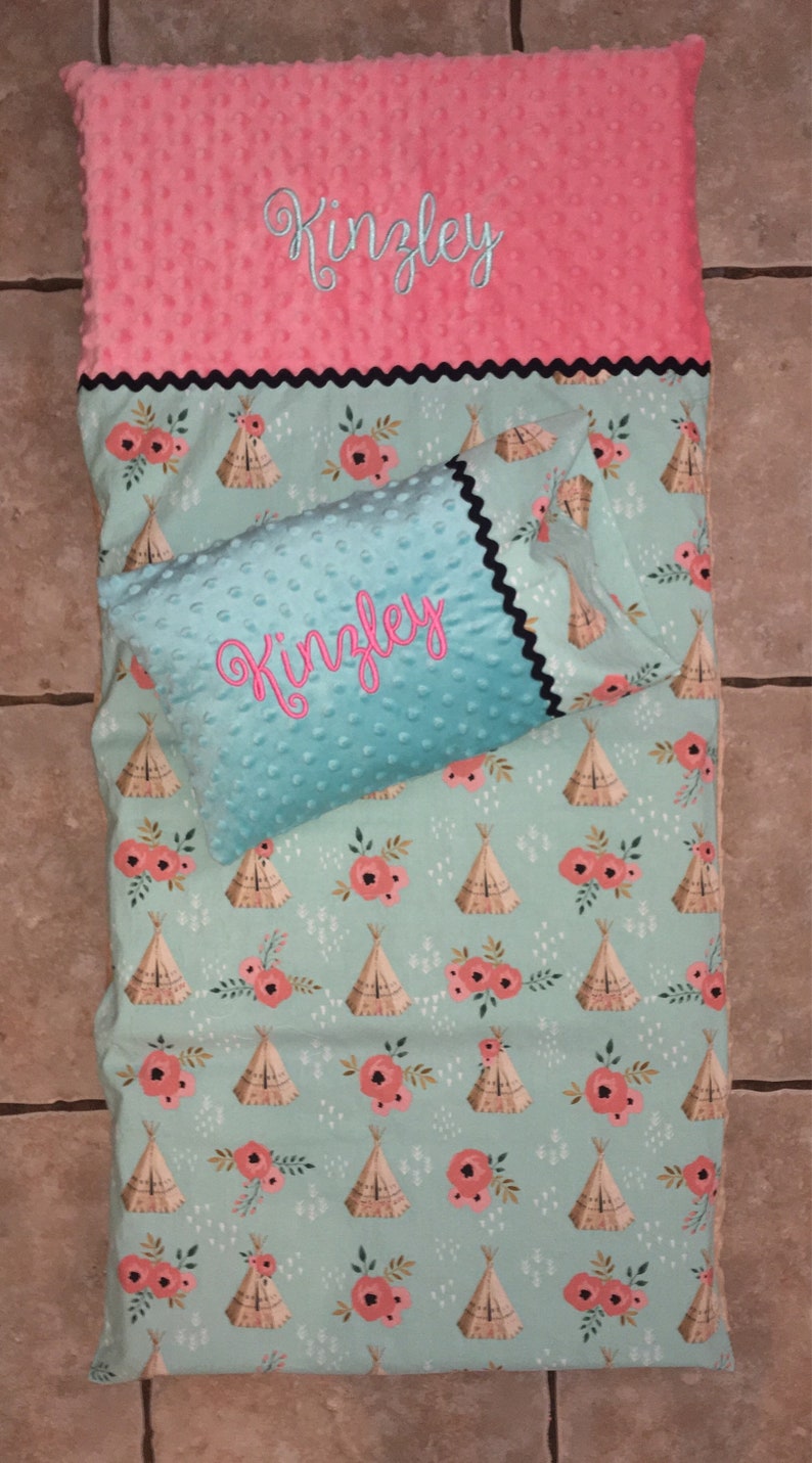 blanket pillow and pillow case Custom embroidered teepee nap mat cover