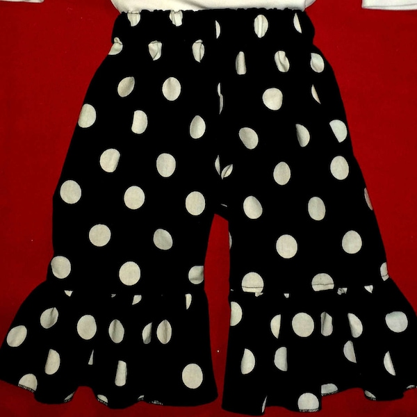 Black and white dot ruffle pants