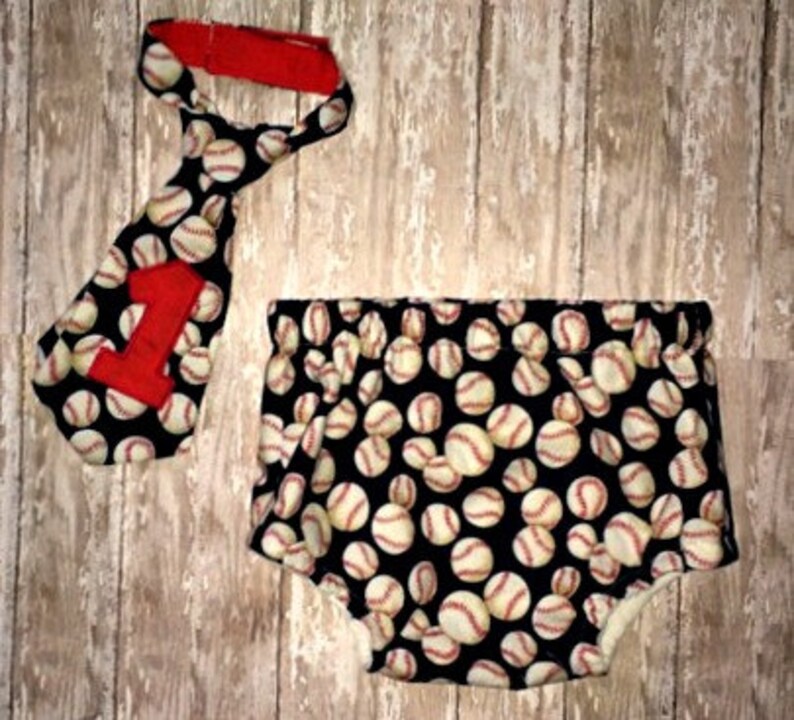 Baseball Diaper Cover and Neck Tie Etsy