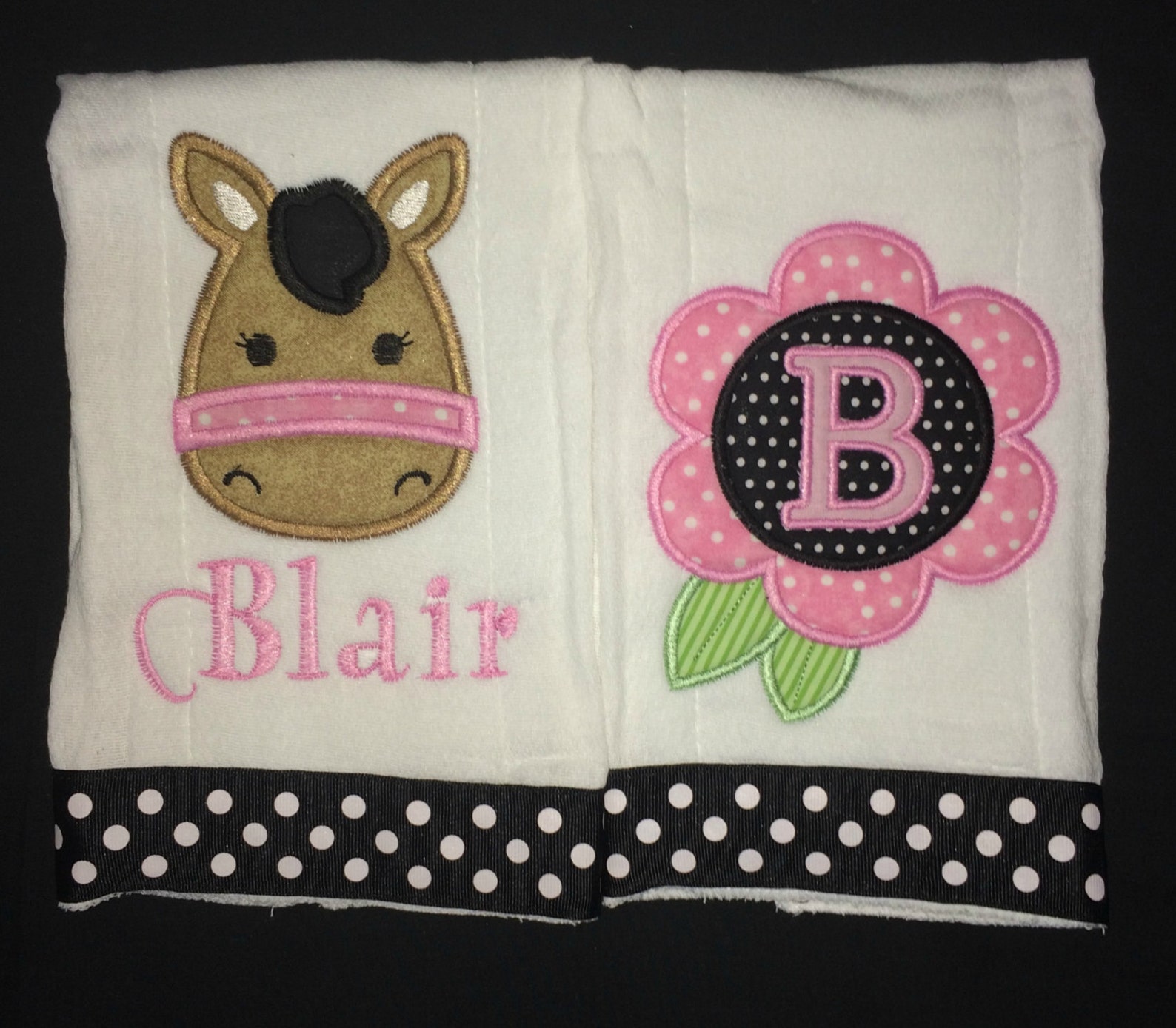 Custom Appliqued Horse Burp Cloths Etsy