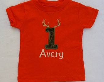 Custom appliqued hunting birthday shirt