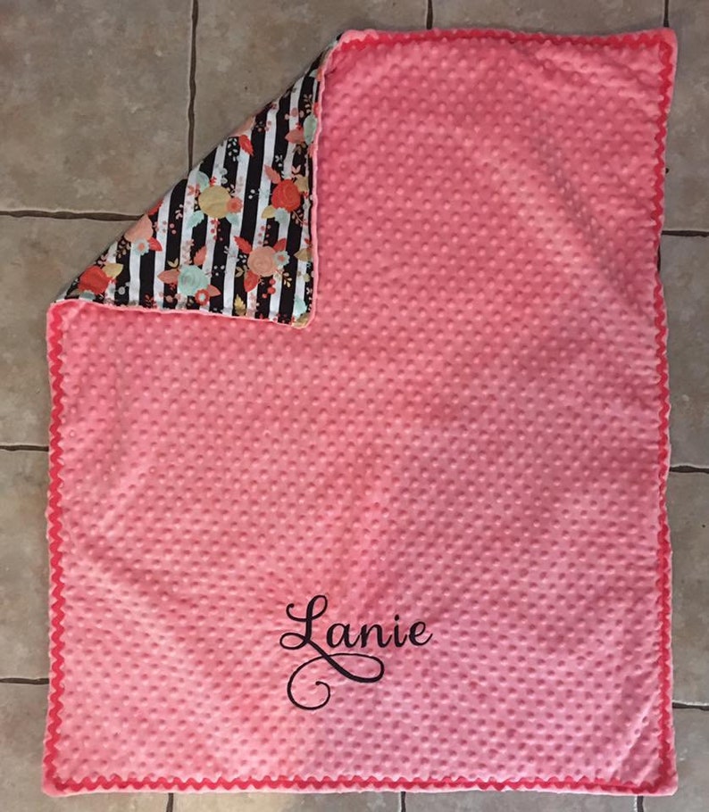 Custom embroidered floral nap mat cover and blanket