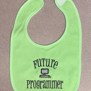 Future computer prammer embroidered bib