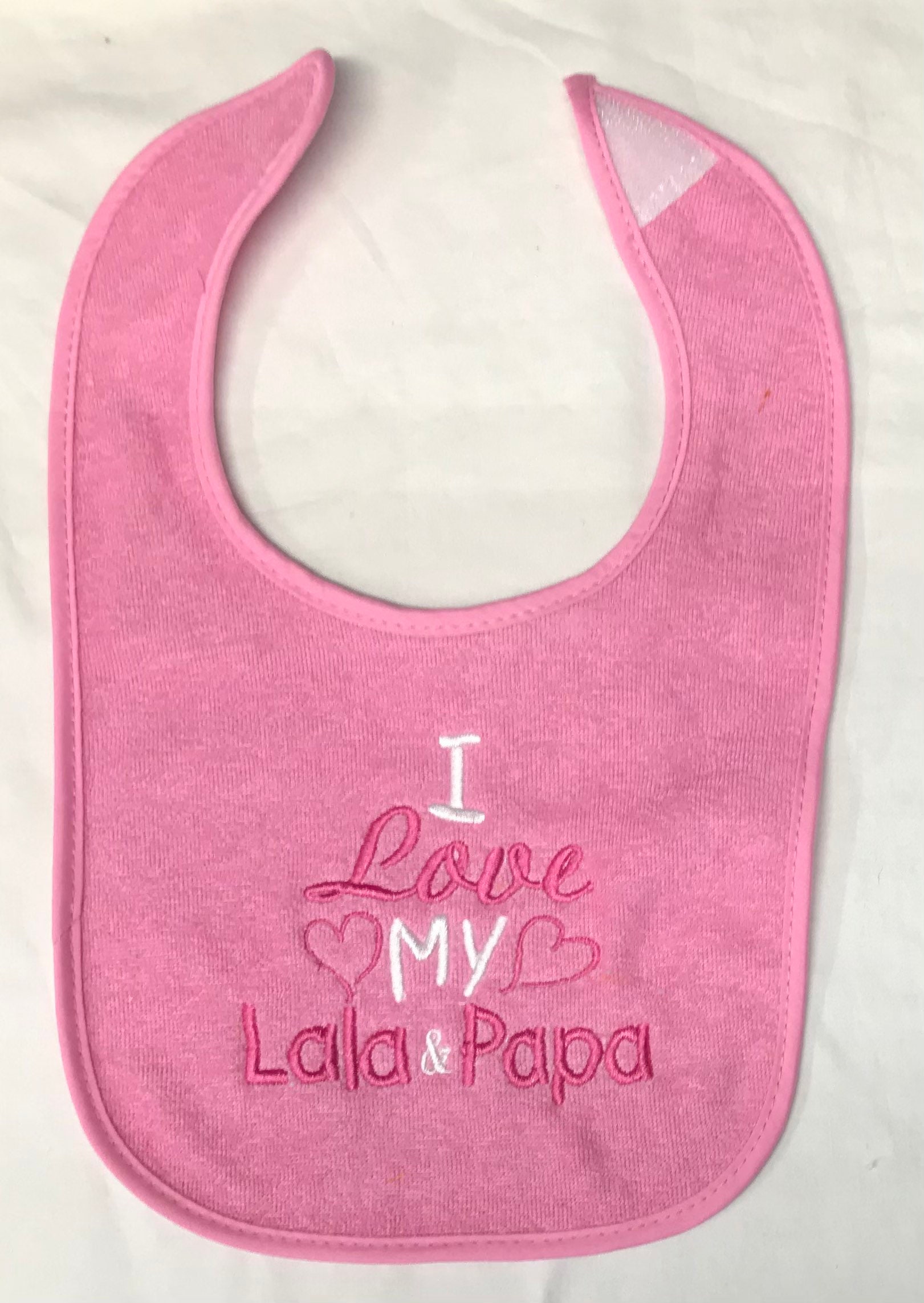 I Love My Lala & Papa Custom Embroidered Bib - Etsy