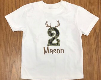 Custom appliqued hunting birthday shirt