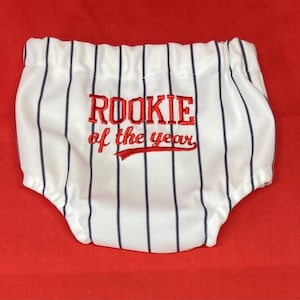 Rookie of the year pinstripe Baseball diaper cover