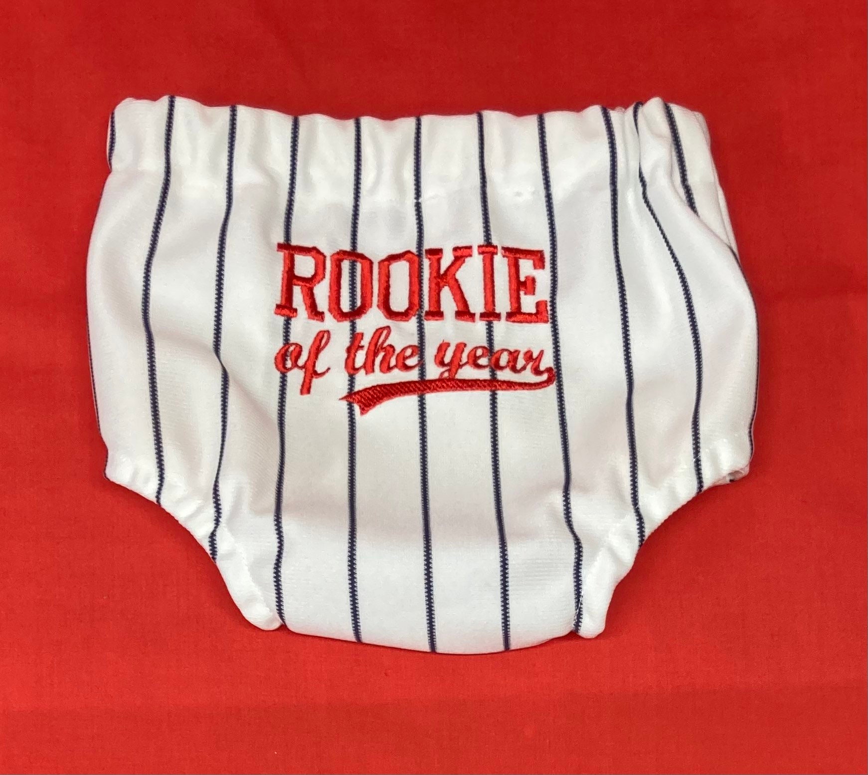 Rookie of the year pinstripe Baseball diaper cover