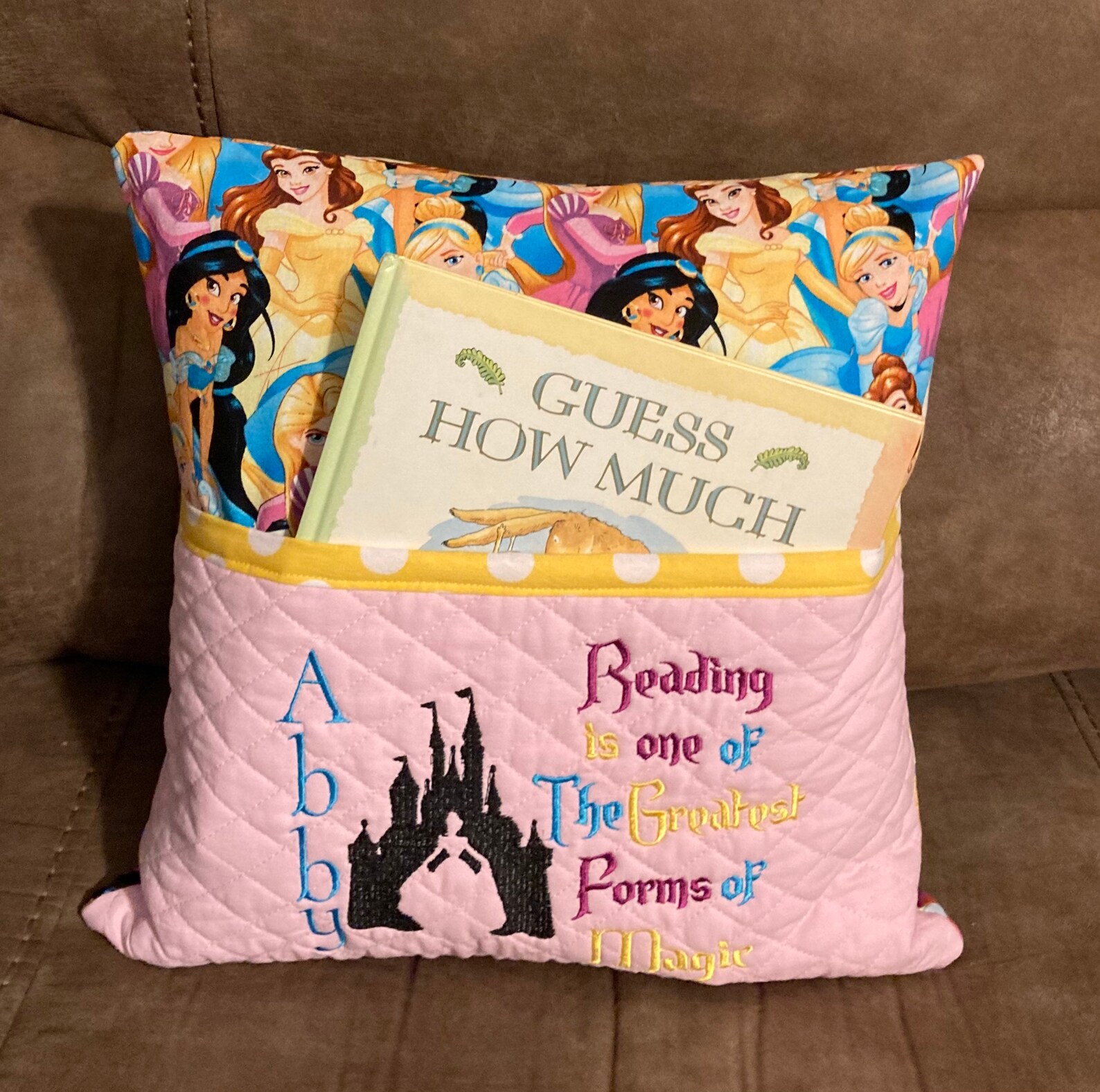 Custom Embroidered Princess Reading Pillow Subway Design Etsy
