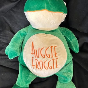 Custom monogrammed stuffed frog