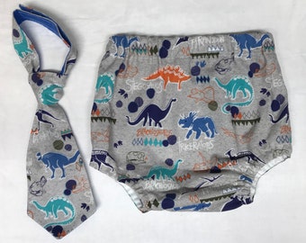 Dinosaur diaper cover and neck tie