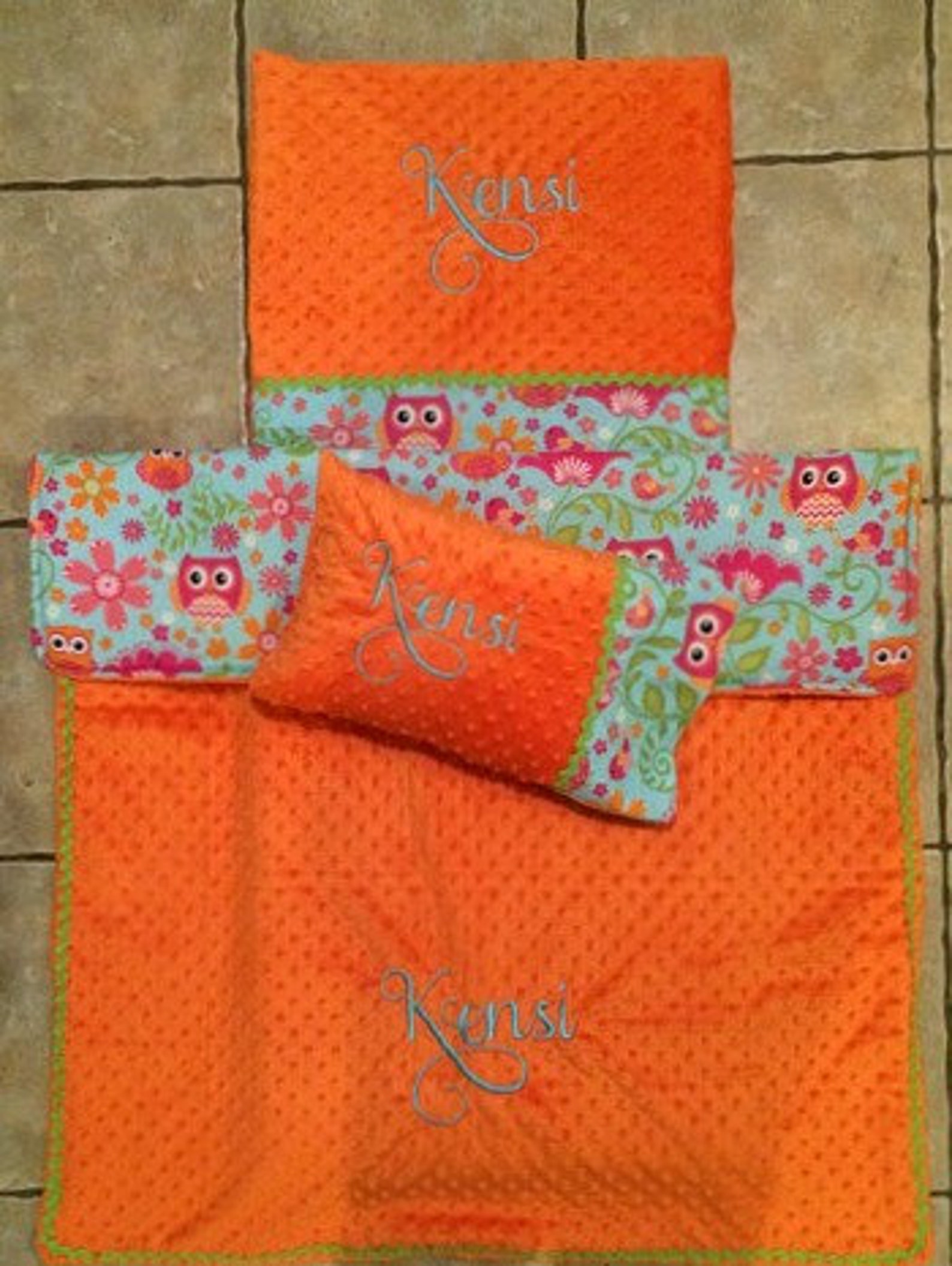 Custom Appliqued Owl Nap Mat Cover Blanket Pillow and Pillow Etsy