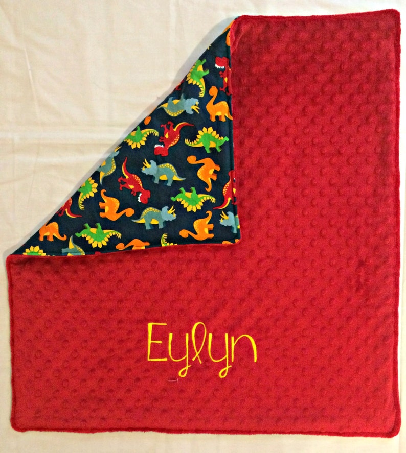 Dinosaur diaper changing blanket and coordinating burp cloths 2