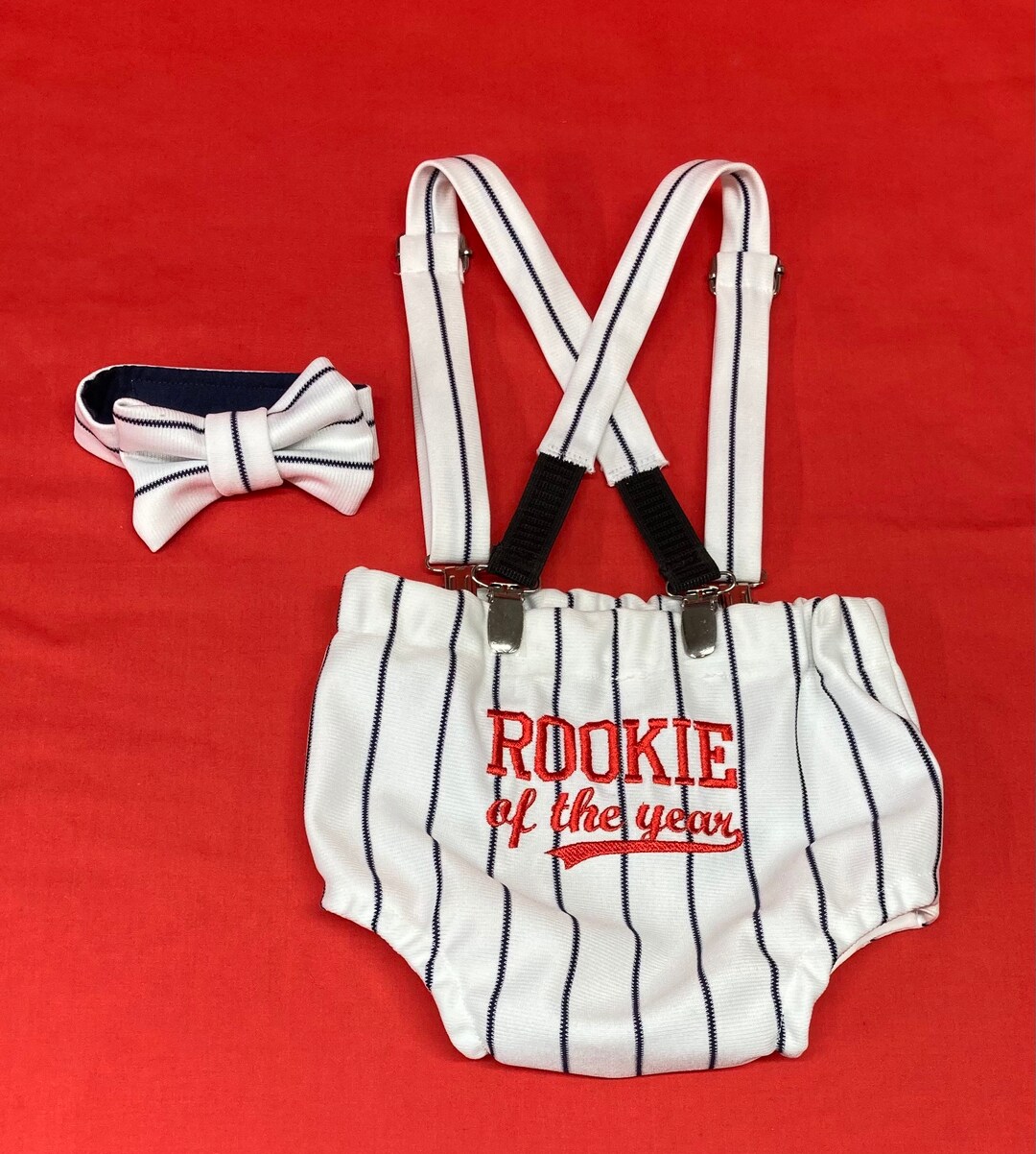 Rookie of the Year Baseball Diaper Cover Suspenders and Bow Etsy