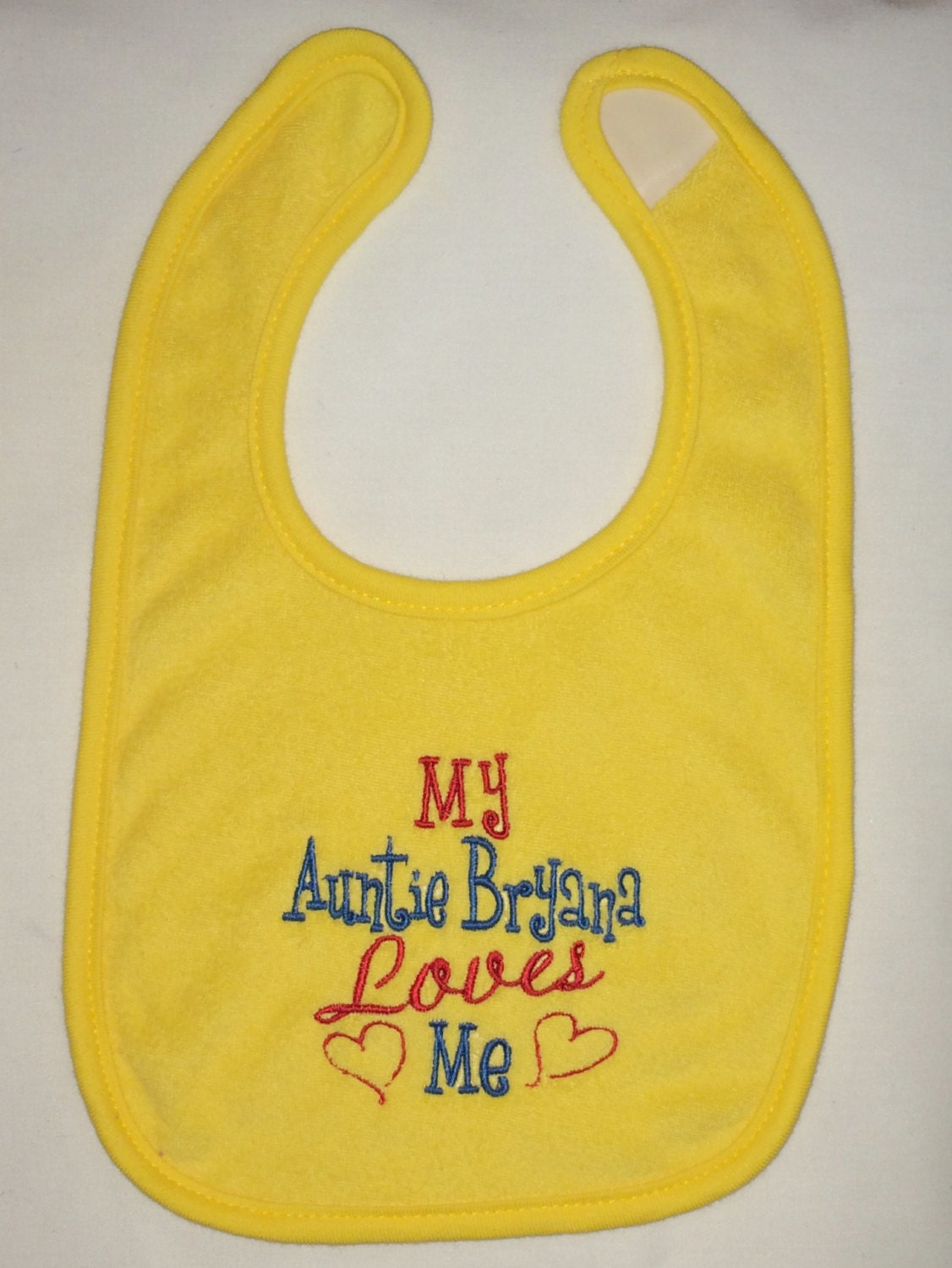 name Loves Me custom embroidered bib Aunt