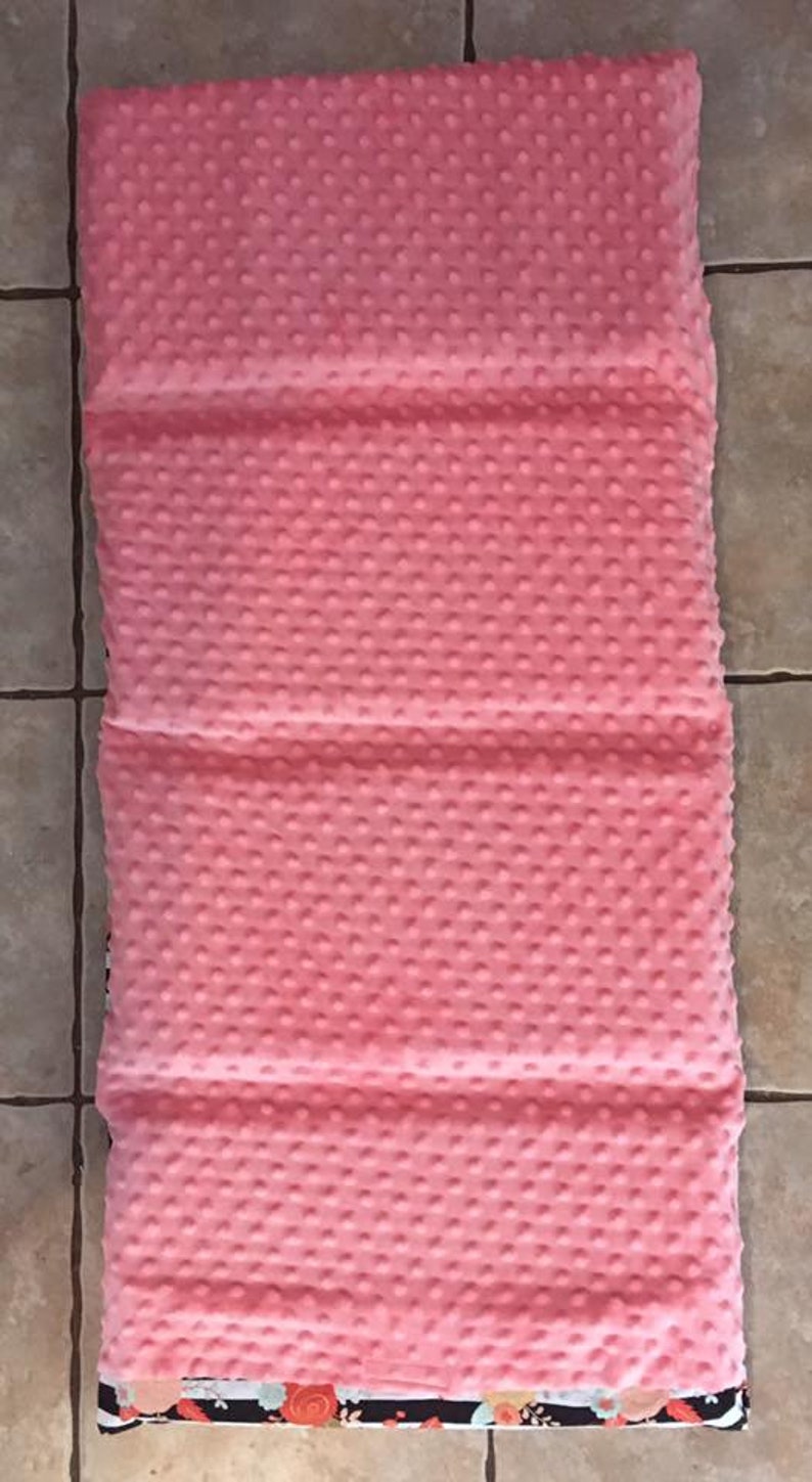 Custom embroidered floral nap mat cover and blanket
